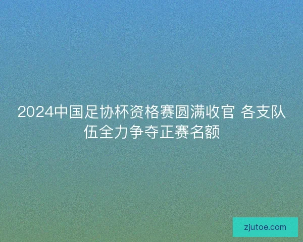 2024中国足协杯资格赛圆满收官 各支队伍全力争夺正赛名额 2024中国足协杯资格赛圆满收官 各支队伍全力争夺正赛名额